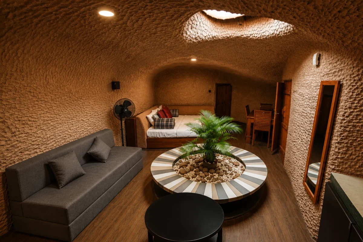 Cave House private indoor plunge pool at Silver Oaks Nature Retreat Munnar